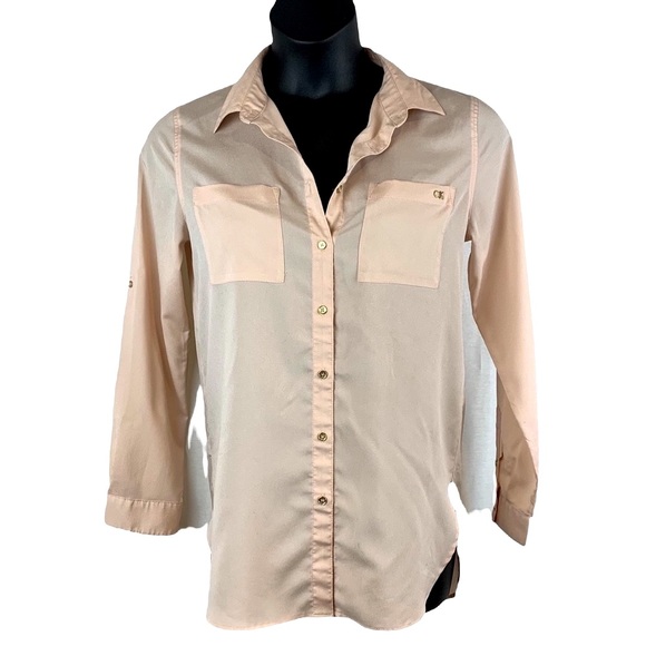 Calvin Klein Tops - Calvin Klein sheer roll tab button down dress shirt , size L